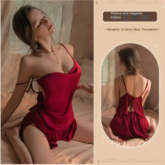 Conjunto de Pijama de Cetim Sem Costas com Shorts e Camisola