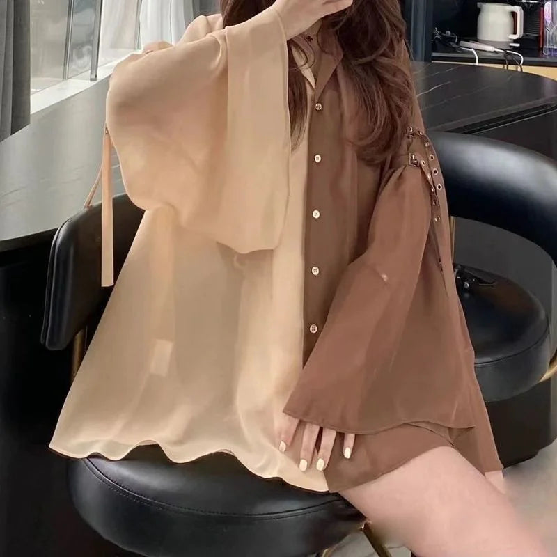 Elegant Harajuku Korean Casual Aesthetic Shirt Dress