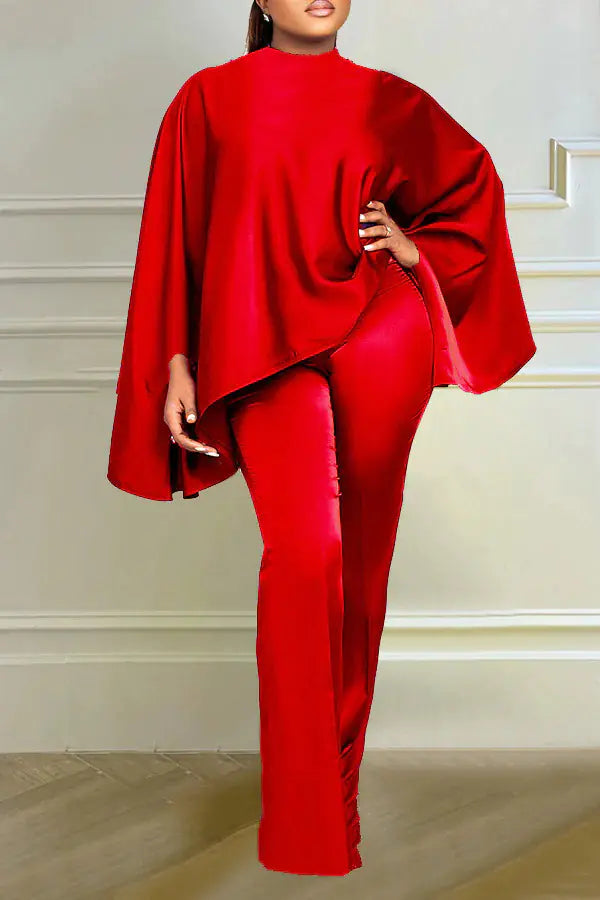 L0402 Fashion Winter Satin Long Sleeve Cape Set
