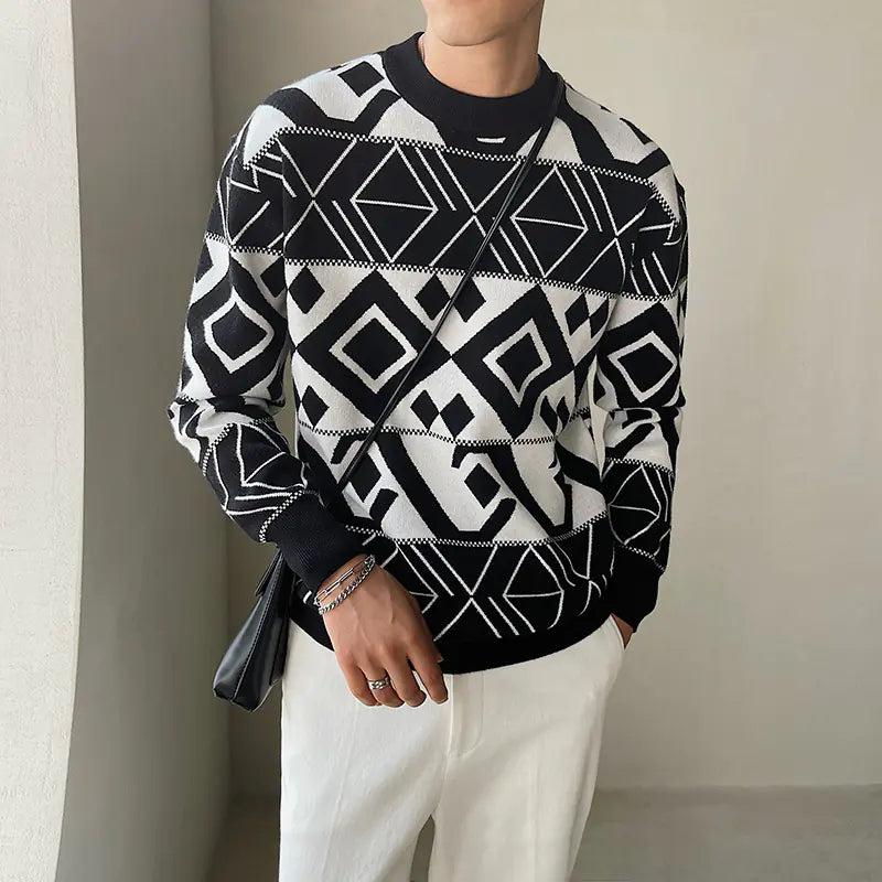 South Korean Men's Geometric Jacquard Trend