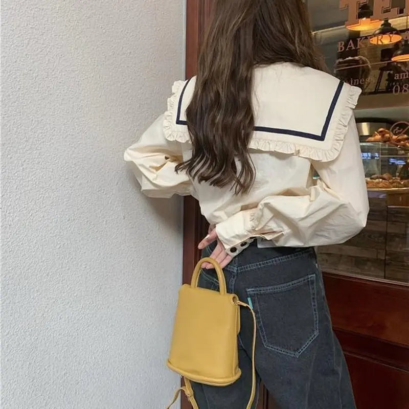 Korean Casual Fashion Shirt with Ruffle Sailor Collar