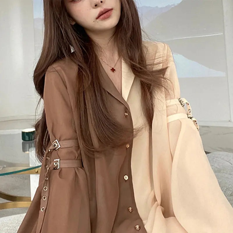 Elegant Harajuku Korean Casual Aesthetic Shirt Dress
