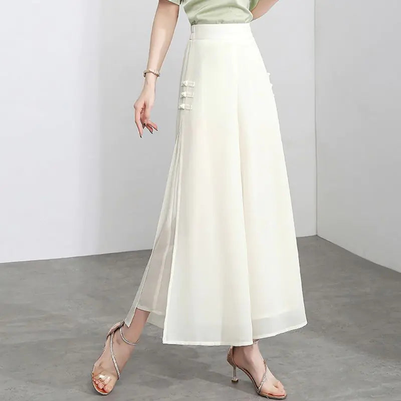 Women's High-Waisted Chiffon Wide-Leg Pants 2023