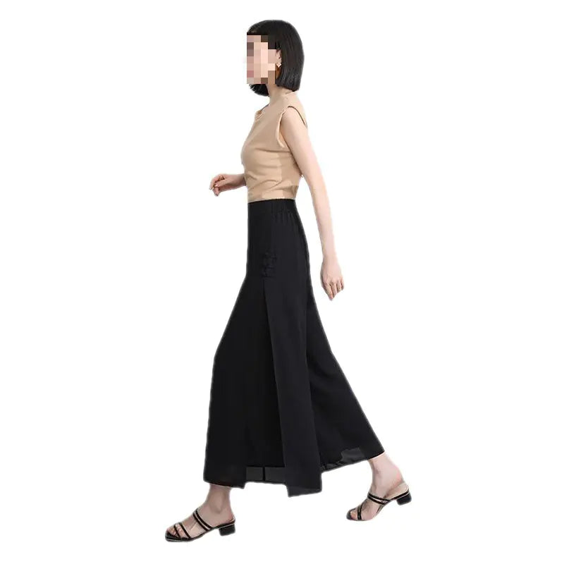 Women's High-Waisted Chiffon Wide-Leg Pants 2023