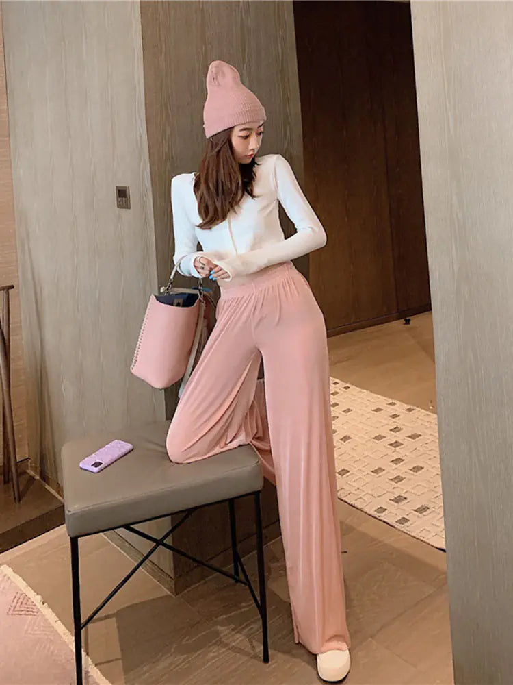 High-Waisted Casual Wide-Leg Pants for Women