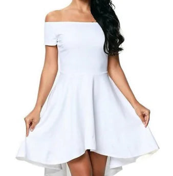 Elegant Off-the-Shoulder Mini Dress with High-Low Hem