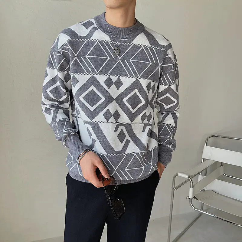 South Korean Men's Geometric Jacquard Trend