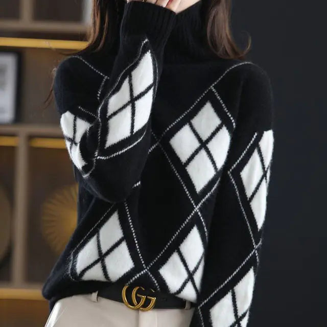 Warm Knitted Turtleneck Pullover Sweater for Women