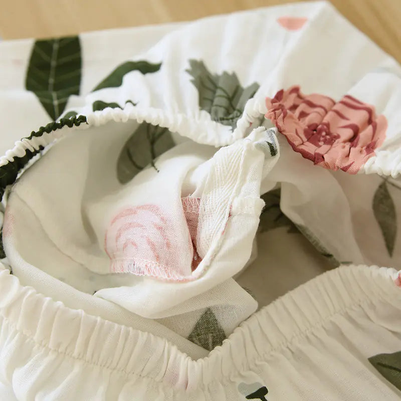 Cotton Three-Quarter Sleeve Floral Pajama Set for Women