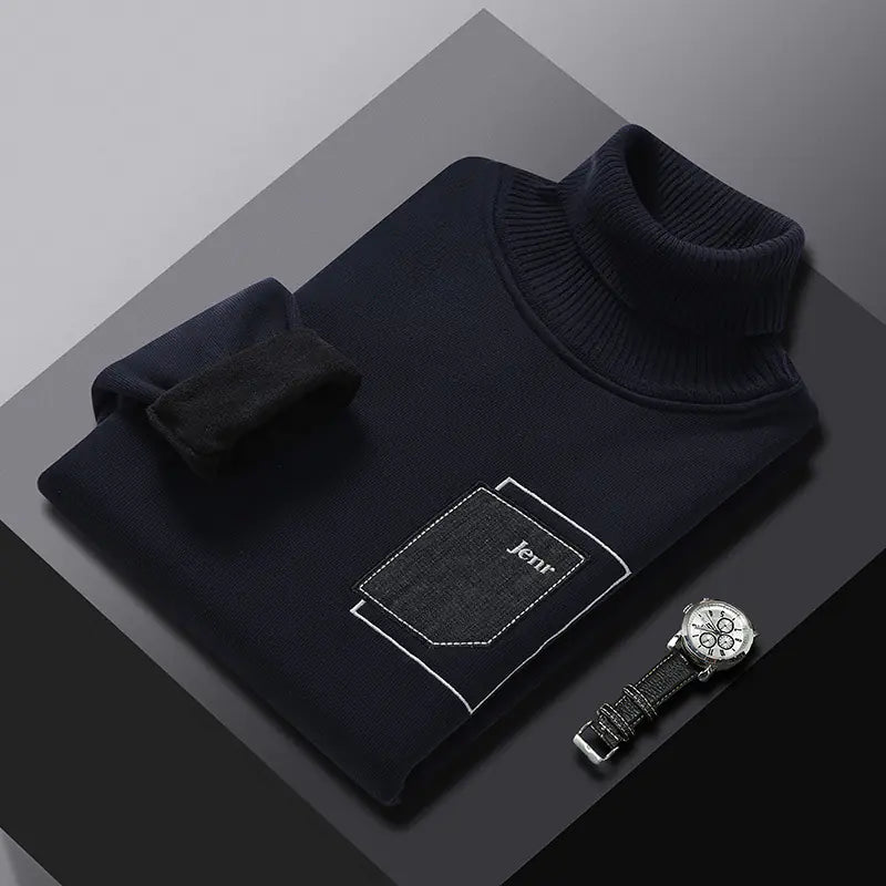 Suéter Gola Alta Masculino com Bolso Falso