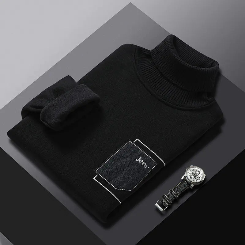 Suéter Gola Alta Masculino com Bolso Falso