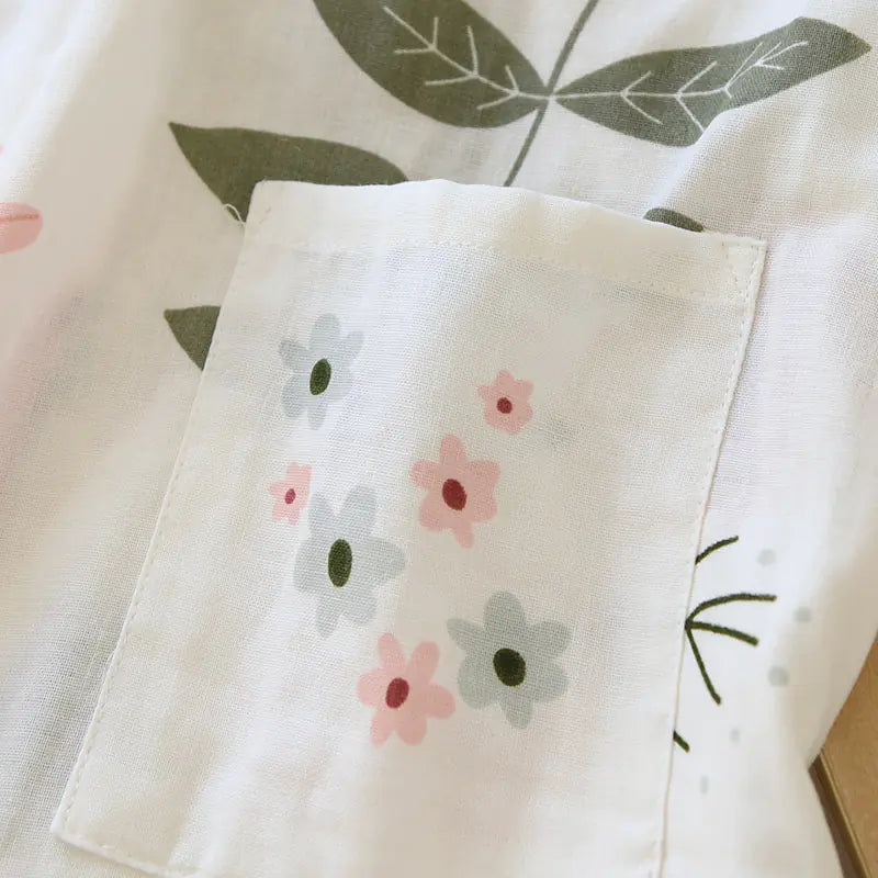 Cotton Three-Quarter Sleeve Floral Pajama Set for Women