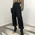 High-Waisted Loose Black Harem Wide-Leg Pants