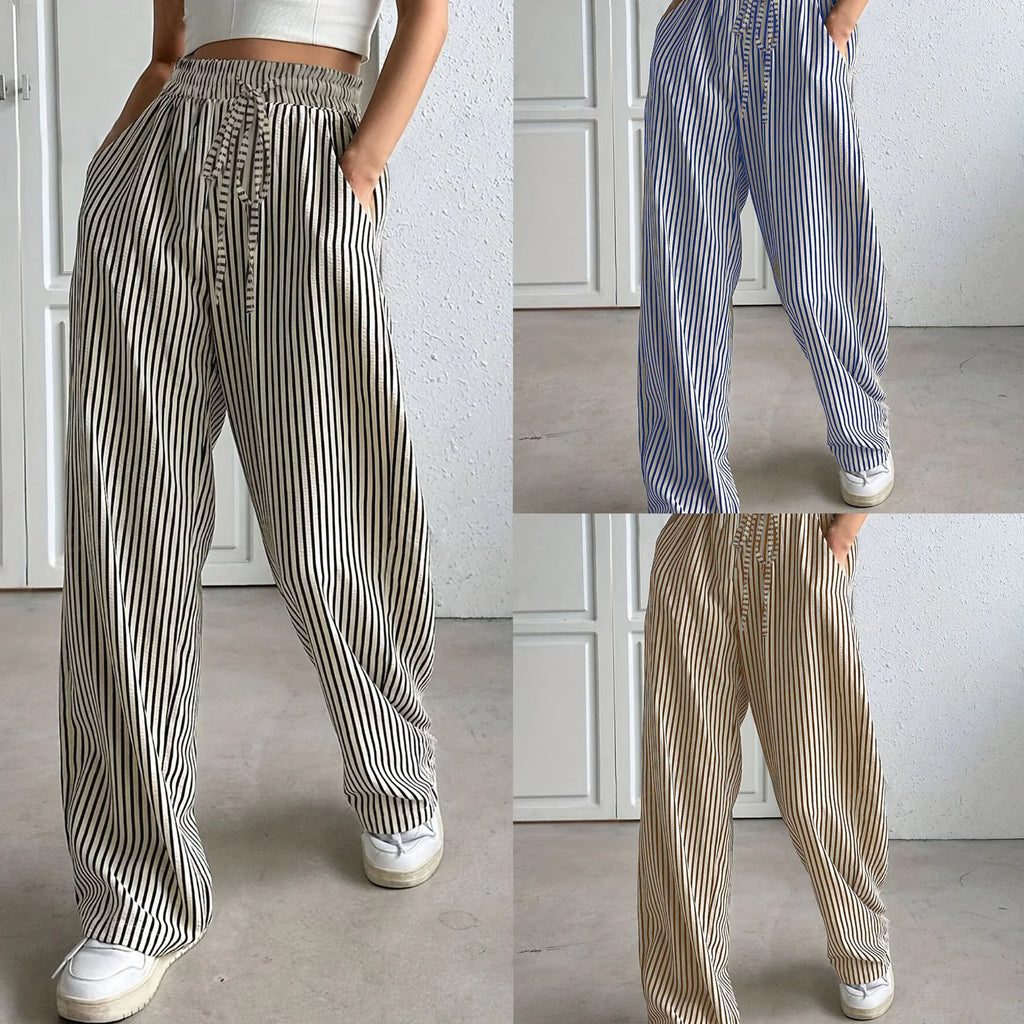 Korean Style Striped Drawstring Pants
