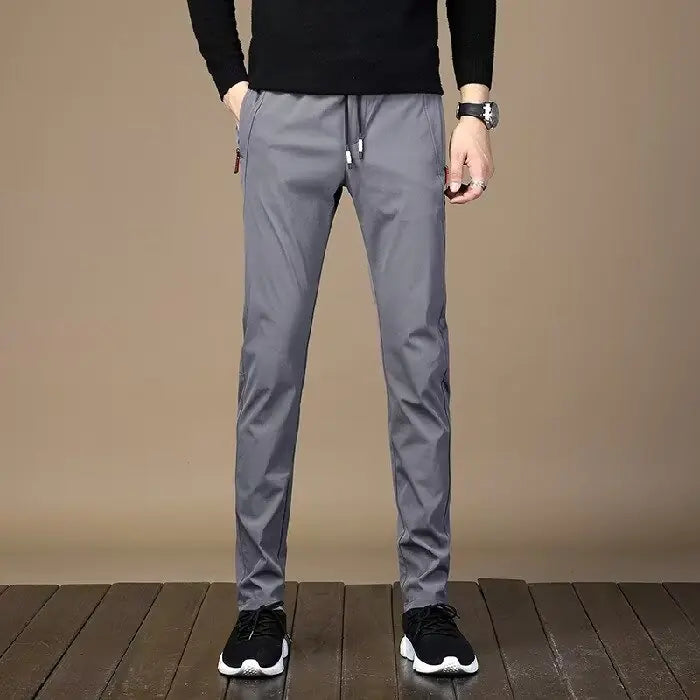 Men's Winter Thickened Fleece Casual Trousers with Elastic Band